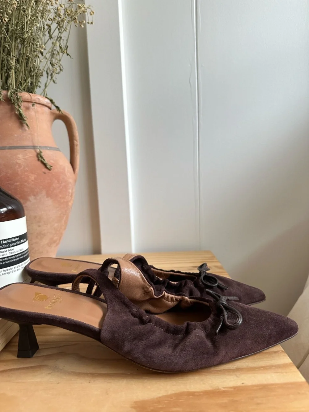 Bobbies brown suede slingbacks